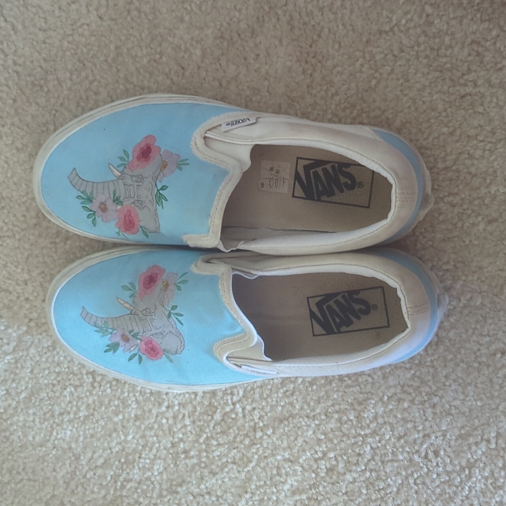 Blue Hand painted women's size 7 Vans
